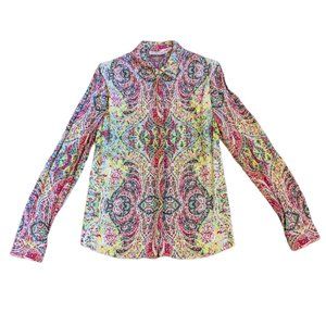 See by Chloe floral paisley psychedelic print blouse pink green white fall